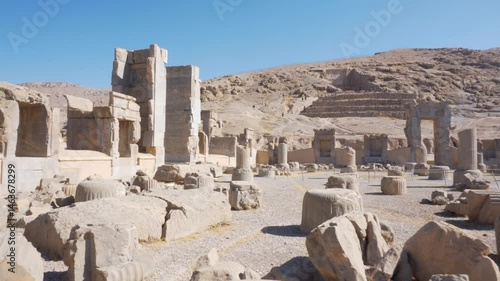 Scenic ruins of the Throne Hall in Persepolis, Iran