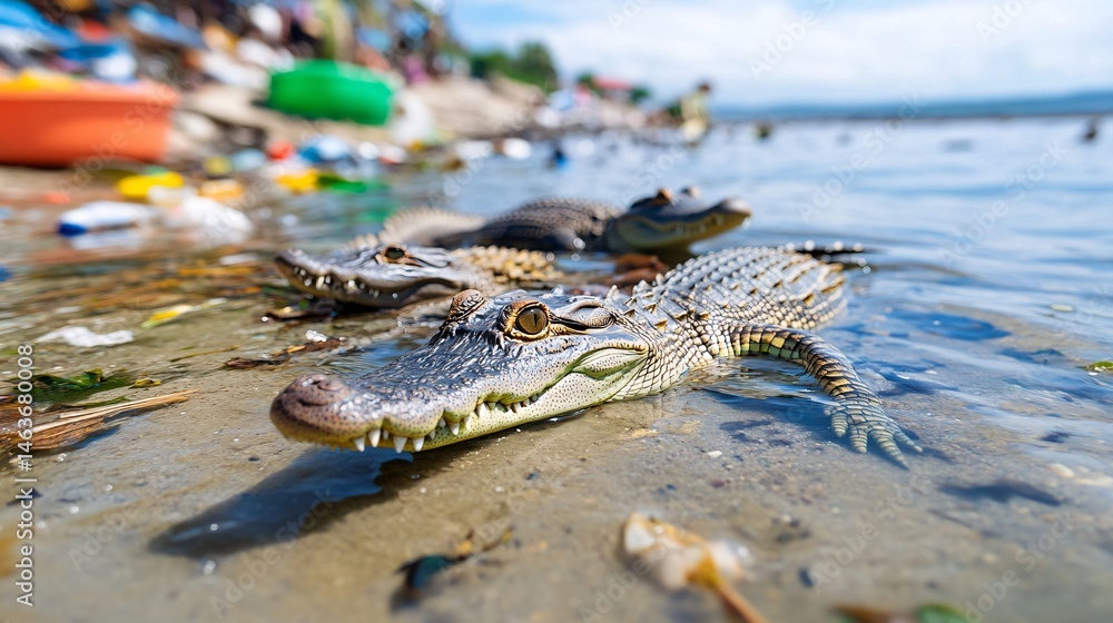 Crocodiles in Wetland Environment Affected by Water Pollution