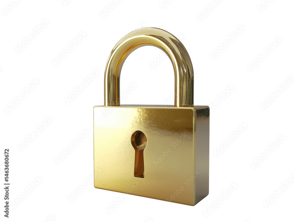 Naklejka premium Isolated Shiny Golden Padlock for Security and Protection