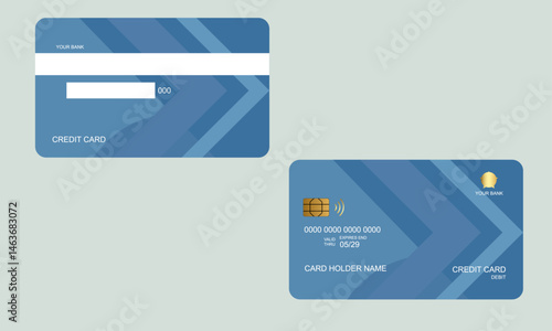 Set of Credit Cards Light Blue Colors White Background