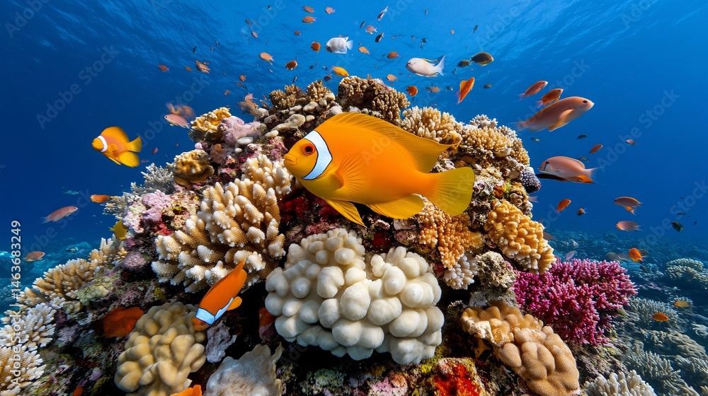 Vibrant Coral Reef Ecosystem with Colorful Marine Life