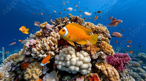 Obraz na płótnie Vibrant Coral Reef Ecosystem with Colorful Marine Life w salonie