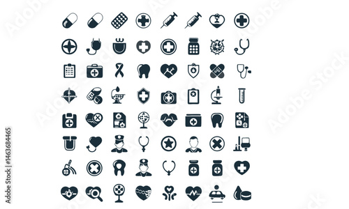 Medical icons set. Healthcare and medicine. Medical Insurance.