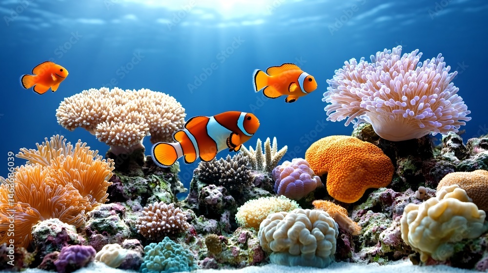 Vibrant Coral Reefs Underwater Scene Amidst Climate Change Effects