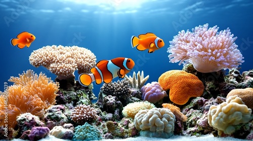 Obraz na płótnie Vibrant Coral Reefs Underwater Scene Amidst Climate Change Effects w salonie