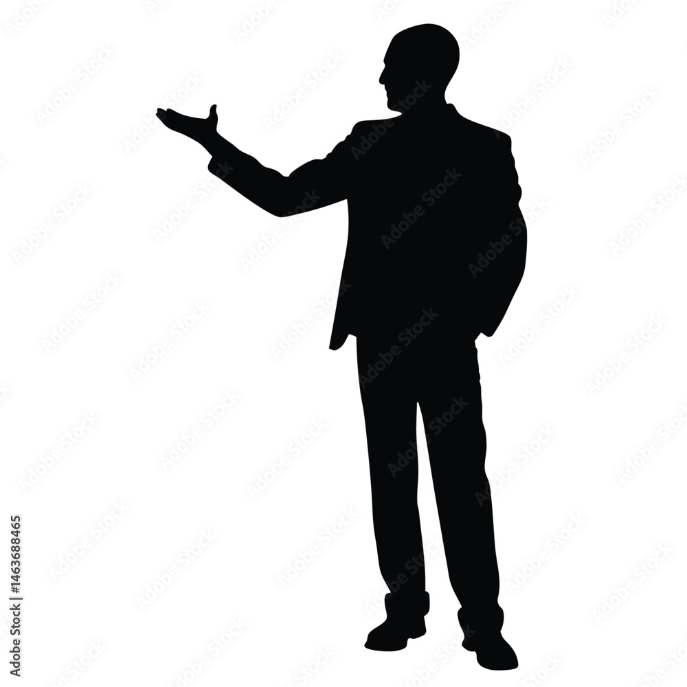 Businessman Silhouette Gesturing Presentation Success Concept Businessman Silhouette Gesturing Presentation Success Concept