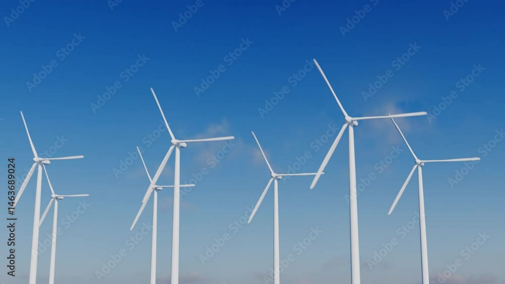 wine turbine, windmill clouds and a blue sky 3d render wine turbine, windmill clouds and a blue sky 3d render