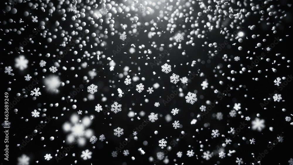 Snowflake bokeh effect on dark backdrop Snowflake bokeh effect on dark backdrop