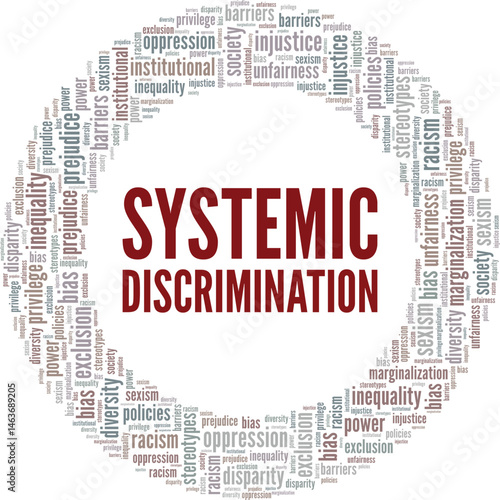 Systemic Discrimination word cloud conceptual design isolated on white background.