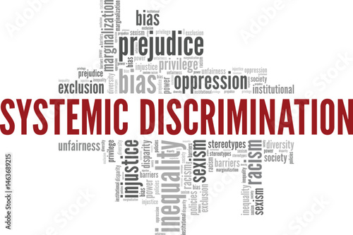 Systemic Discrimination word cloud conceptual design isolated on white background.