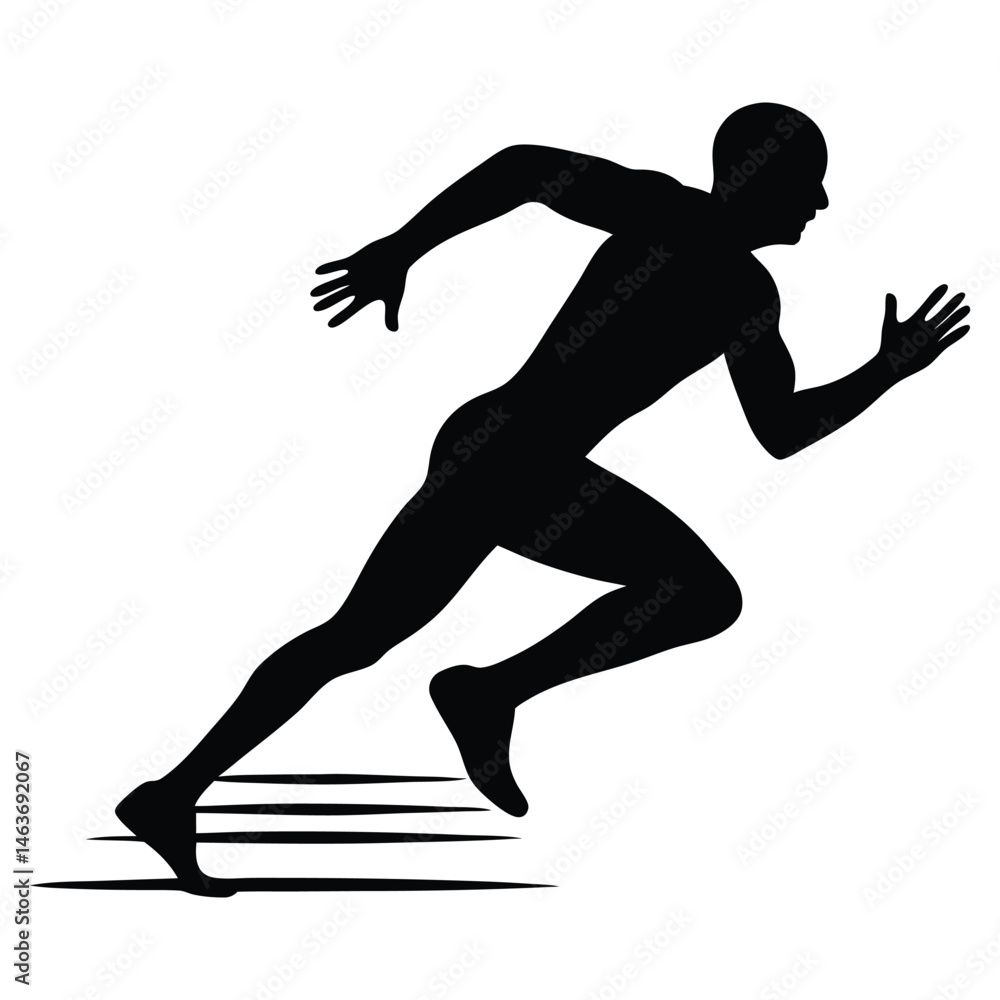 Fototapeta premium Powerful Silhouette of a Sprinter Running Fast Athlete in Motion