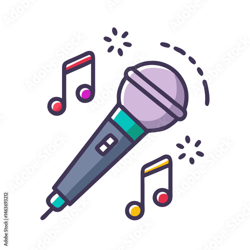 Microphone with Notes Icon Representing Korean Music and Vocal Performance