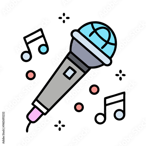 Microphone with Notes Icon Representing Korean Music and Vocal Performance