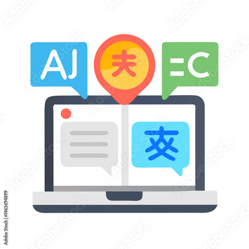 Online Language Learning Platform Icon Representing Digital Education and Multilingual Training