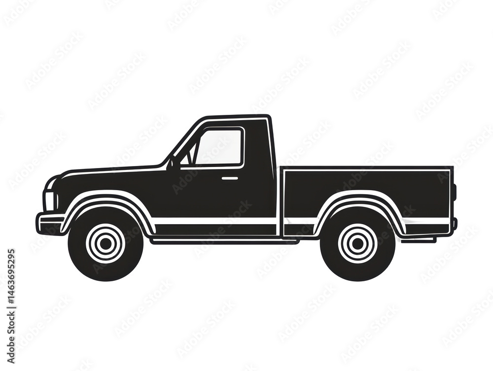 Isolated Silhouette of Classic Pickup Truck Isolated Silhouette of Classic Pickup Truck