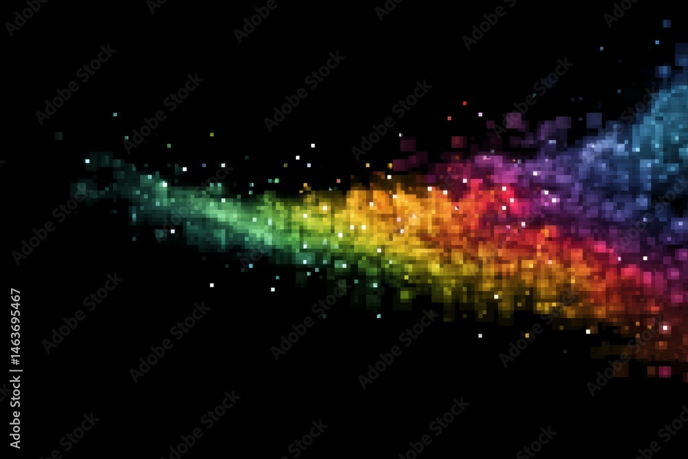 Abstract Pixelated Rainbow Background Design