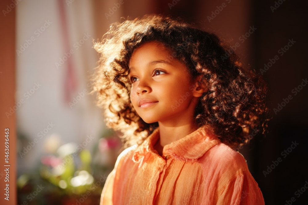 Thoughtful Child Posing in Sunlight