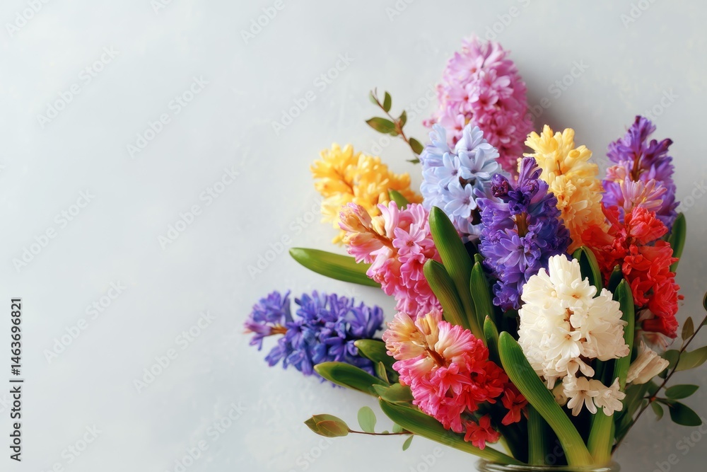 Springtime Bouquet of Colorful Hyacinths