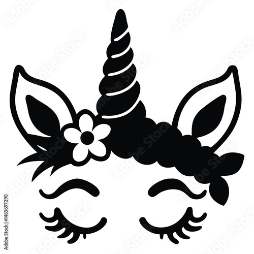 Adorable Unicorn Face Illustration Cute Magical Creature Design for Kids