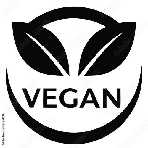 Vegan Symbol Leaves Logo Design Plant Based Product Label