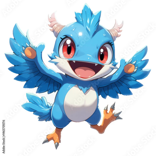 blue bird cartoon With white background 