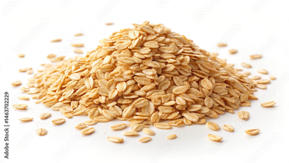 Obraz premium Oatmeal on white background. Oats. Dietary fiber.