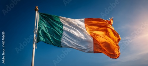Obraz na płótnie Wavy Ireland flag. Country independence day concept. Generative AI technology.
w salonie
