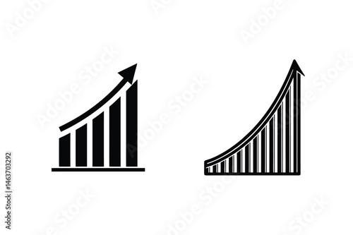 Ascending bar graphs showing growth and financial progress for business concepts