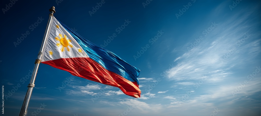 Philippines flag. Country independence day concept. Generative AI technology.