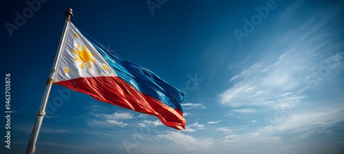 Philippines flag. Country independence day concept. Generative AI technology.	
