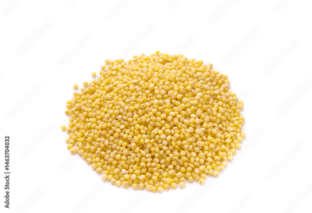 Heap of millet isolated on white background. Heap of millet isolated on white background.