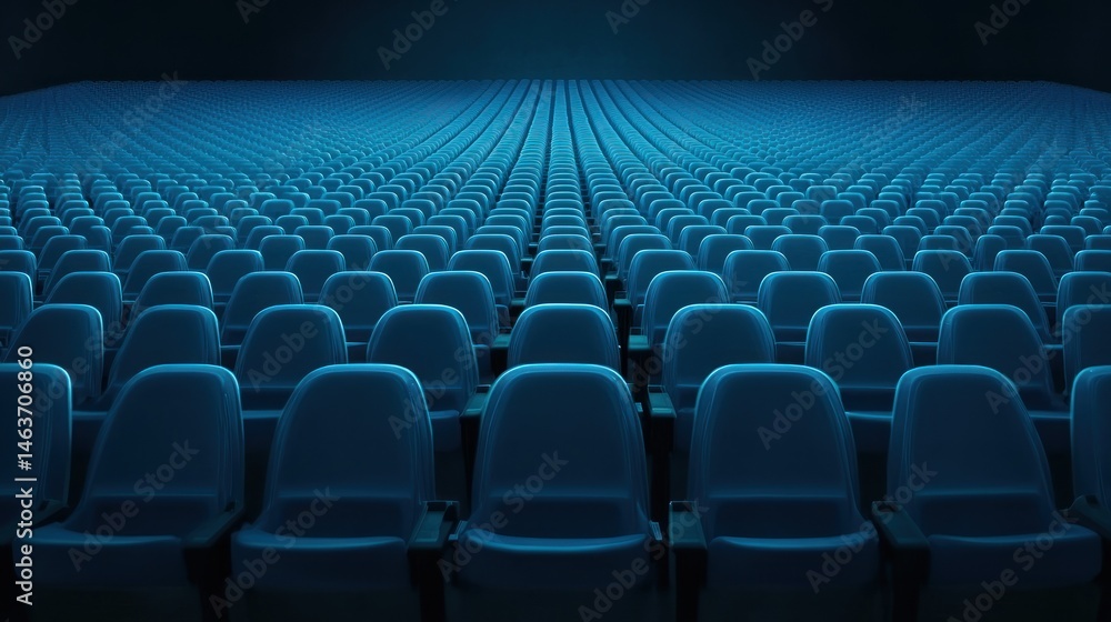 Fototapeta premium Empty rows of blue seats in an auditorium 3 d rendering