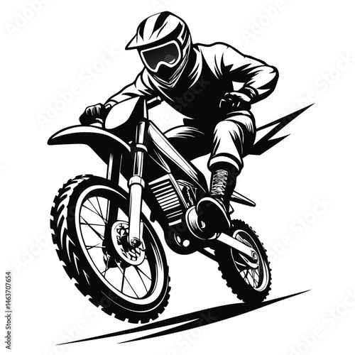 Extreme Dirt Bike Rider Jumping - Motocross Action Silhouette Clipart