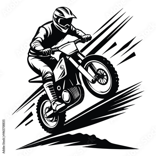 Extreme Dirt Bike Rider Jumping - Motocross Action Silhouette Clipart