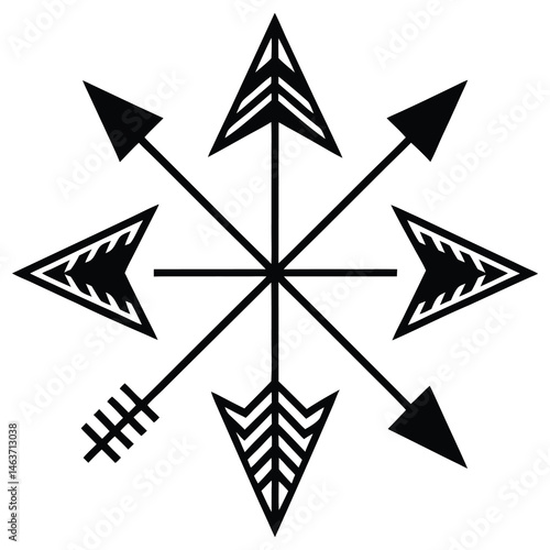 Free Download Geometric Arrow Pattern with Symmetrical Design and Tribal Elements - GFXLoad