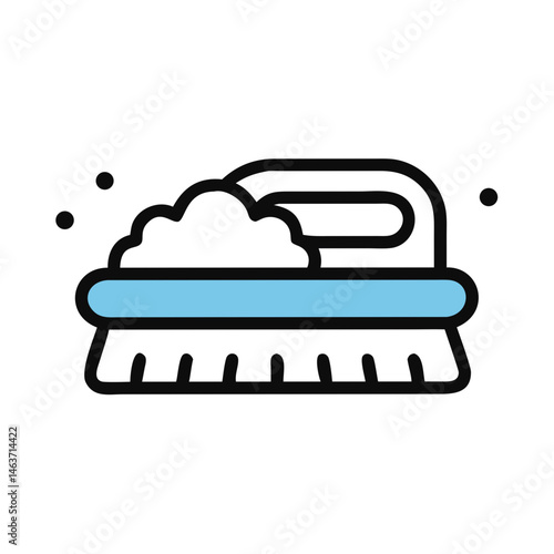 Scrub Brush with Foam Icon Representing Surface Scrubbing and Cleaning