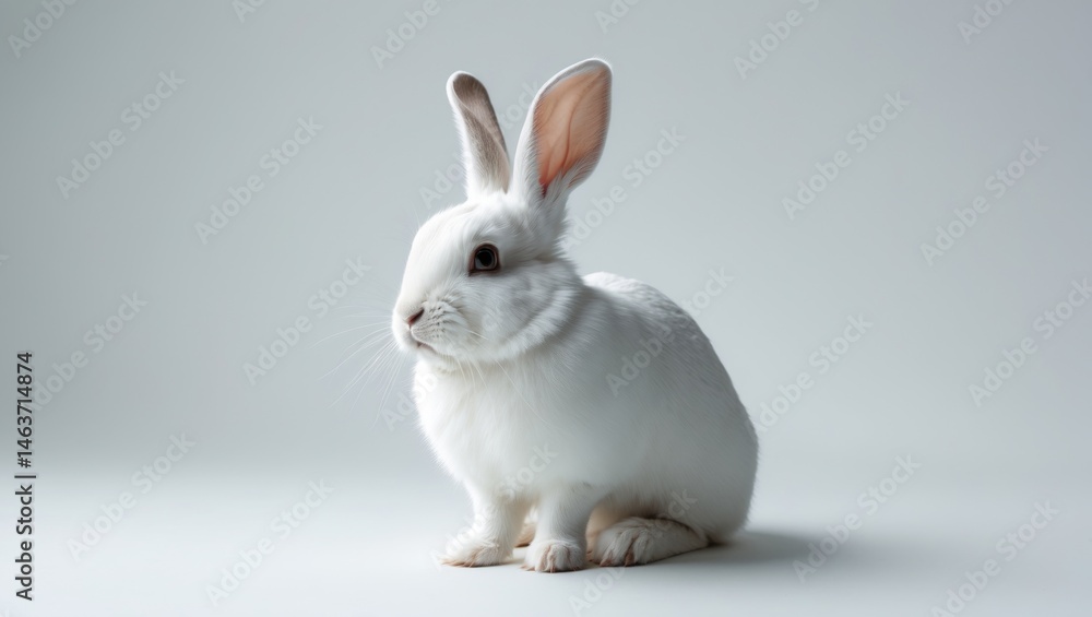 Isolated white mammal (rabbit) in studio setting Isolated white mammal (rabbit) in studio setting