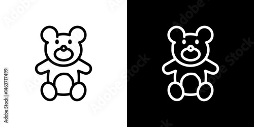 Teddy bear icon set in line.