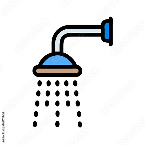 Shower Head with Water Spray Icon Representing Bathing and Personal Hygiene