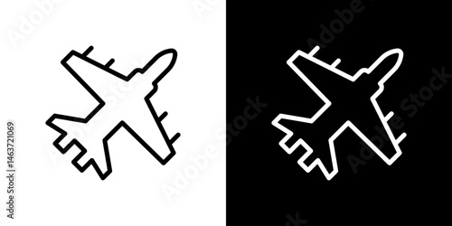 Fighter jet icon set in line.
