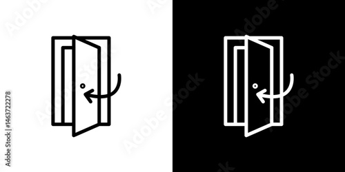 Door closed icon set in line.