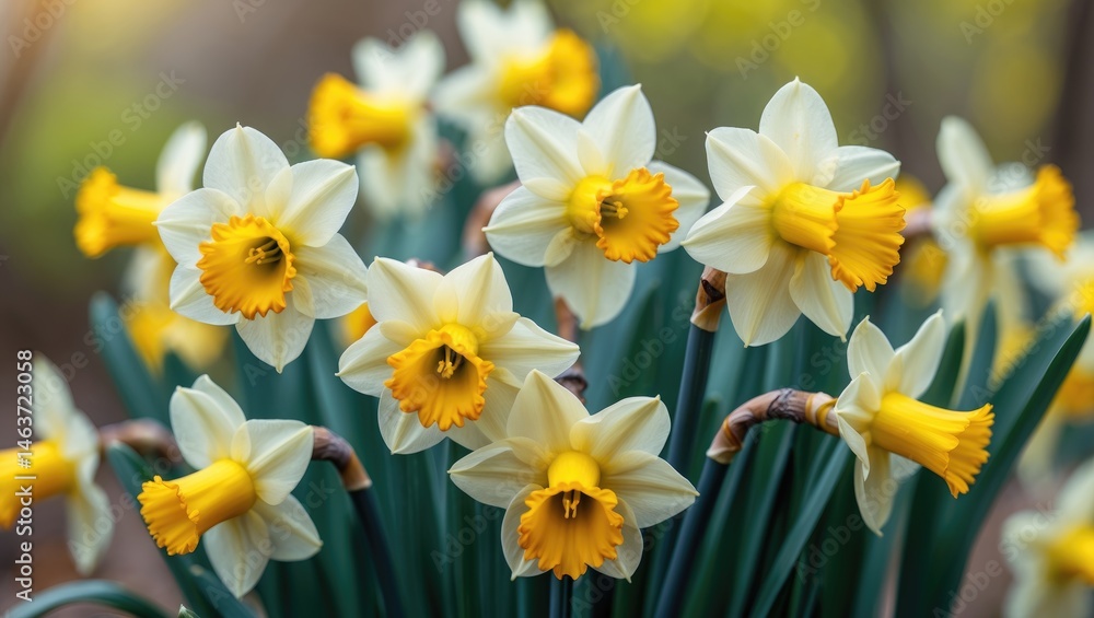 Colorful bouquet of blooming daffodils in a vibrant spring setting Colorful bouquet of blooming daffodils in a vibrant spring setting