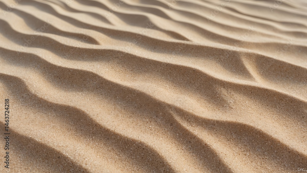 Obraz premium Close-up of sand surface with pattern and sea view, summer travel background