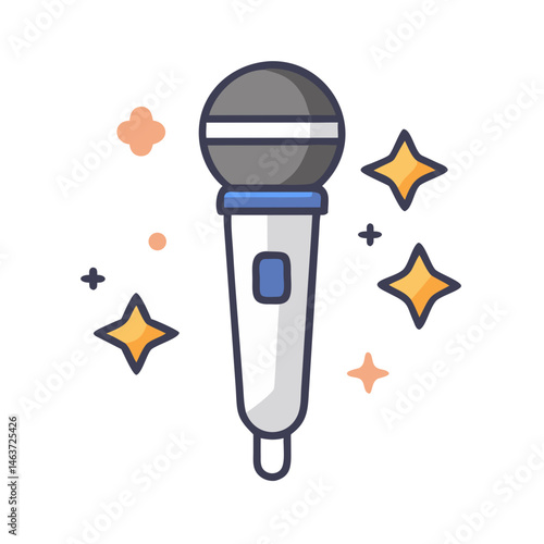 Sparkling Microphone Icon Representing Celebrity Singing and Stage Performance