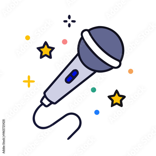 Sparkling Microphone Icon Representing Celebrity Singing and Stage Performance