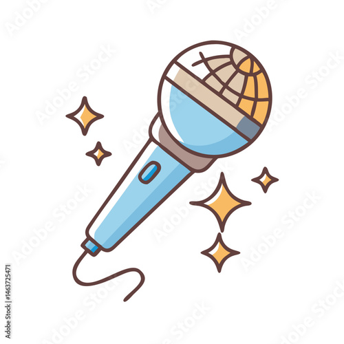 Sparkling Microphone Icon Representing Celebrity Singing and Stage Performance