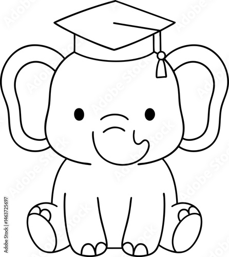 Cute elephant wearing graduation cap, symbolizing achievement and celebration