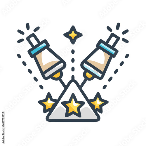Spotlight with Sparkles Icon Representing Celebrity Status and Public Attention