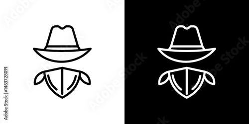 Cowboy icon set in line.