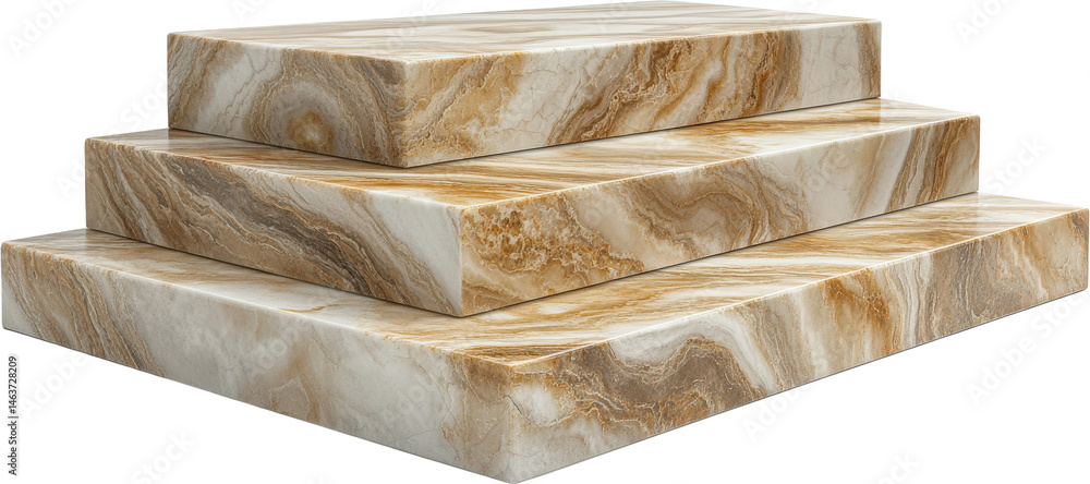 Obraz premium Three-Tiered Beige Marble Steps